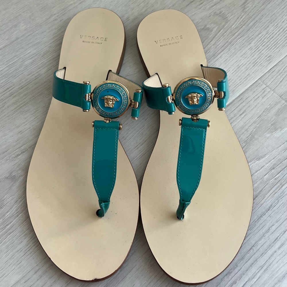 Versace turquoise sandals